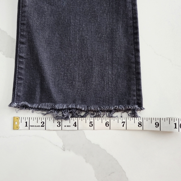 MOTHER The Hustler Ankle Fray High Rise Cropped Flare Jeans Womens 28 Charcoal - Picture 7 of 11
